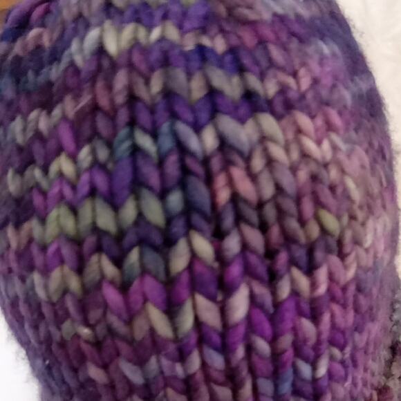 Chunky Knit Purple Beanie,Winter,Snow - Picture 3 of 5